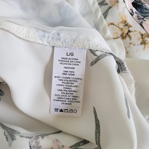 Dynamite Floral Tie-Sleeve Blouse Cream White Size Large - Picture 5 of 5